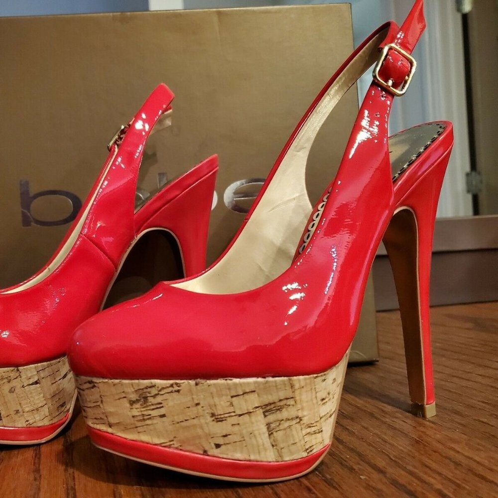 Bebe Betty Slingback Heels in Red new in box!